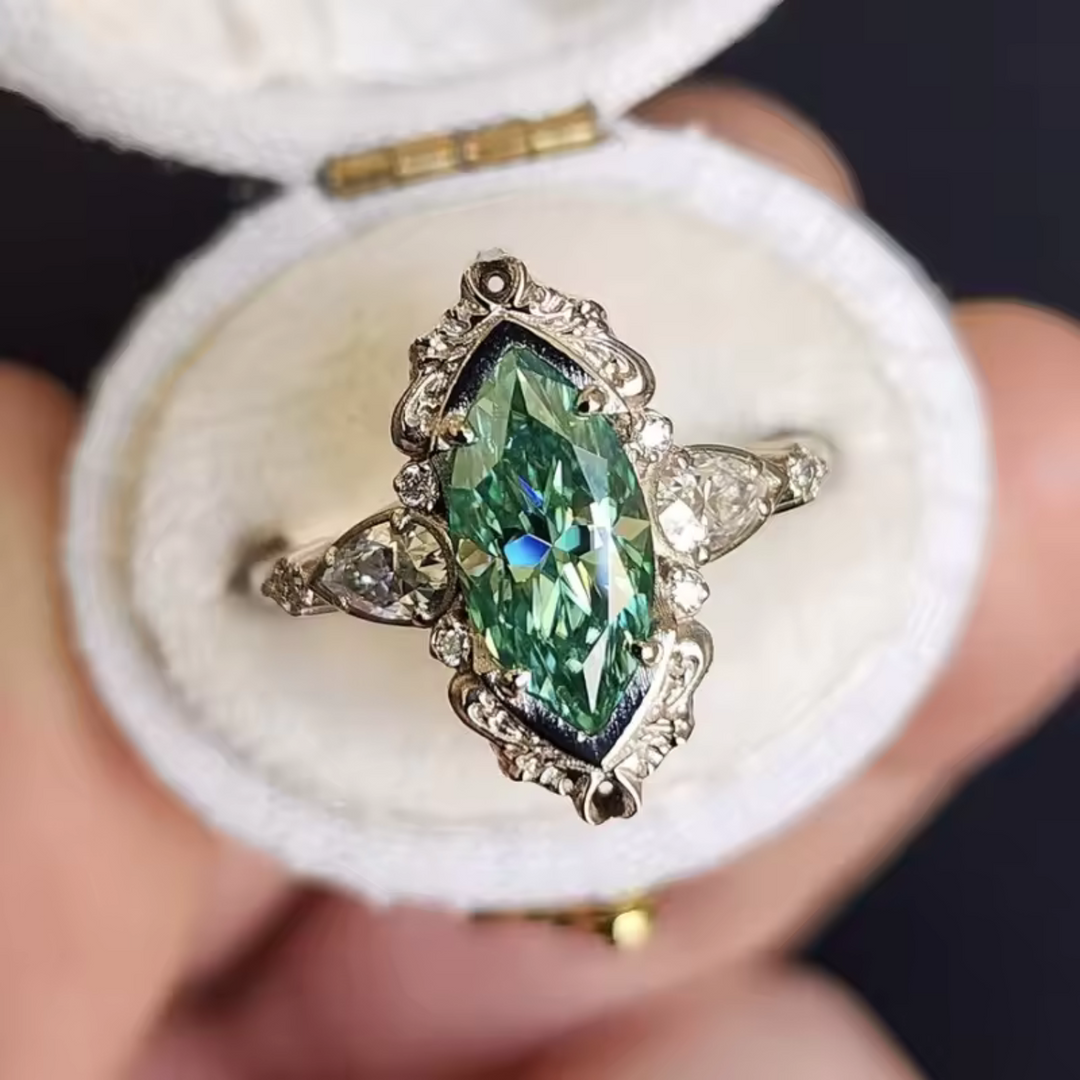 Elegant Marquise Emerald Ring