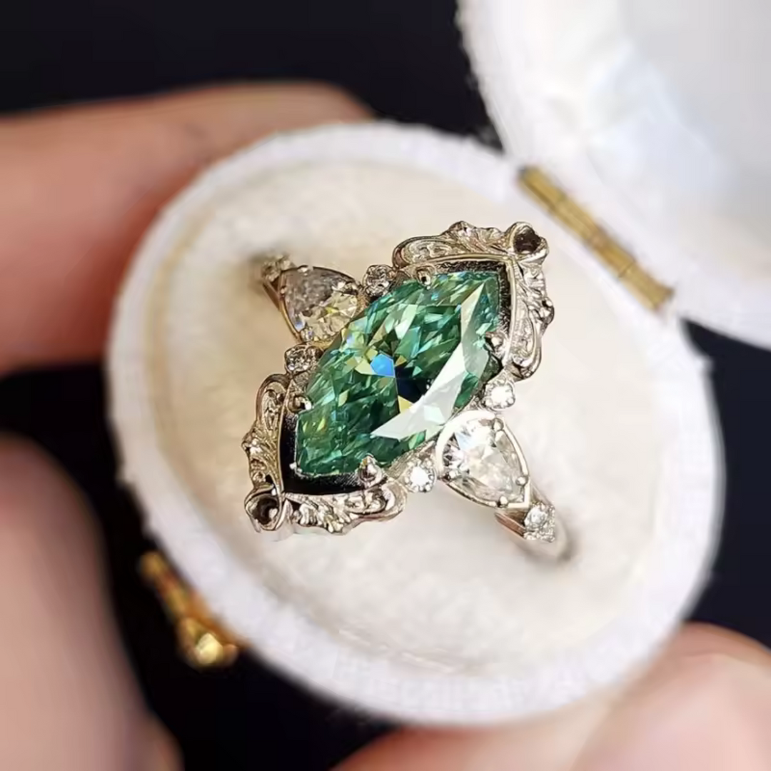 Elegant Marquise Emerald Ring