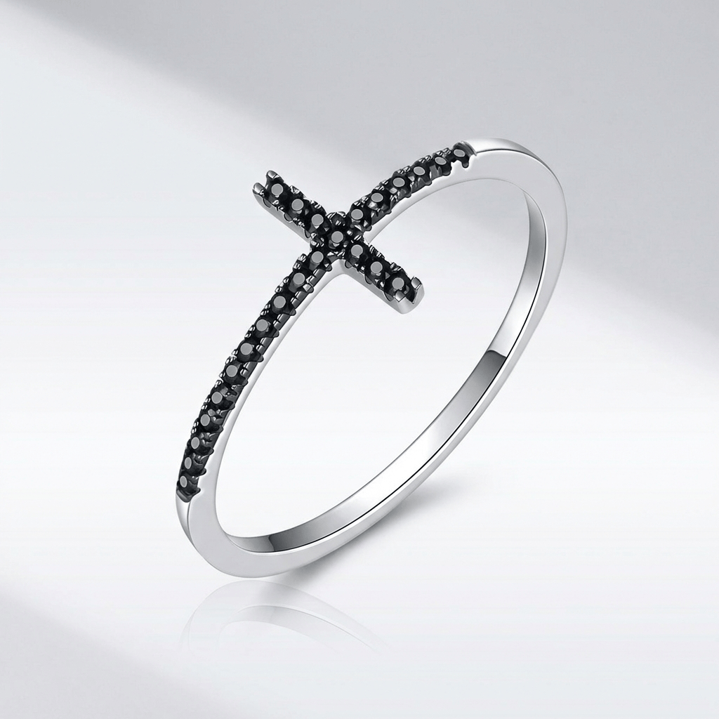 Brilliant Silver Cross Ring