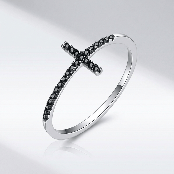 Brilliant Silver Cross Ring
