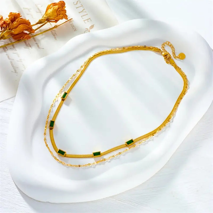 Retro Gold Sorella Gem Layered Necklace