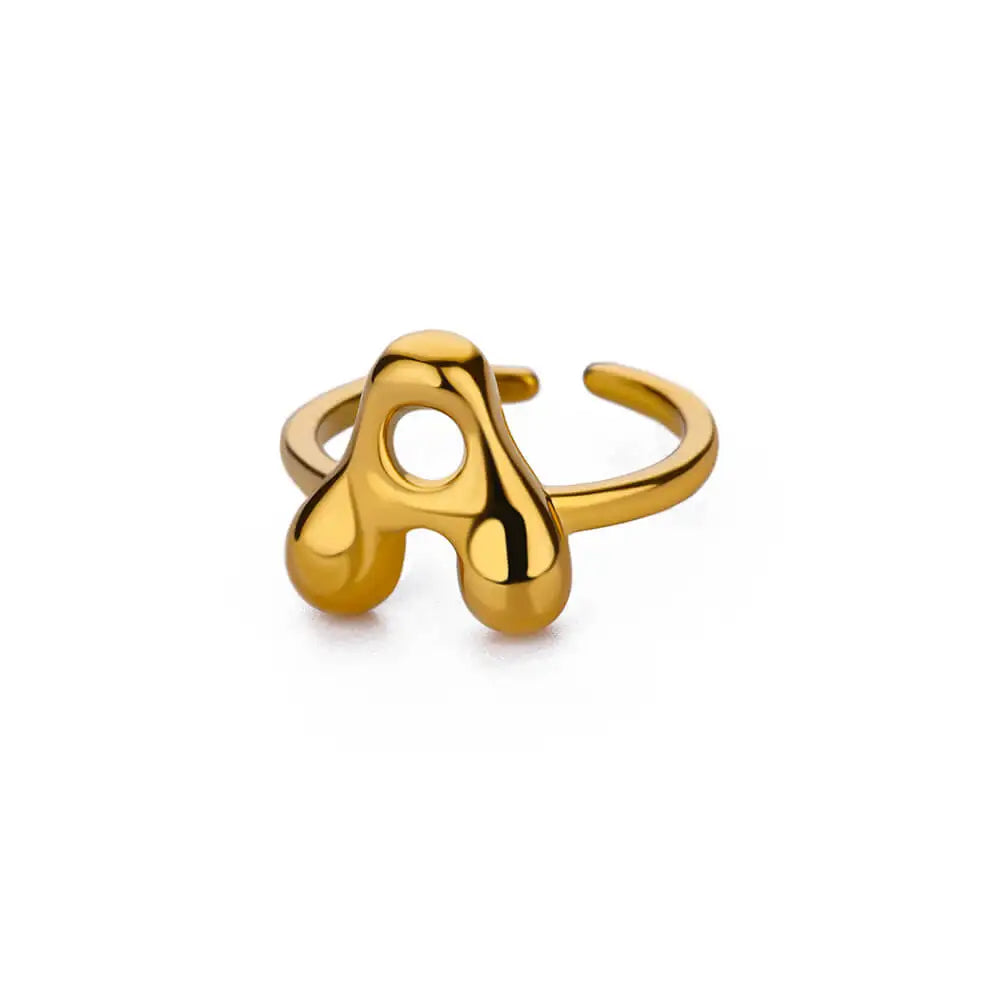 Adjustable Gold Bubble Letter Ring