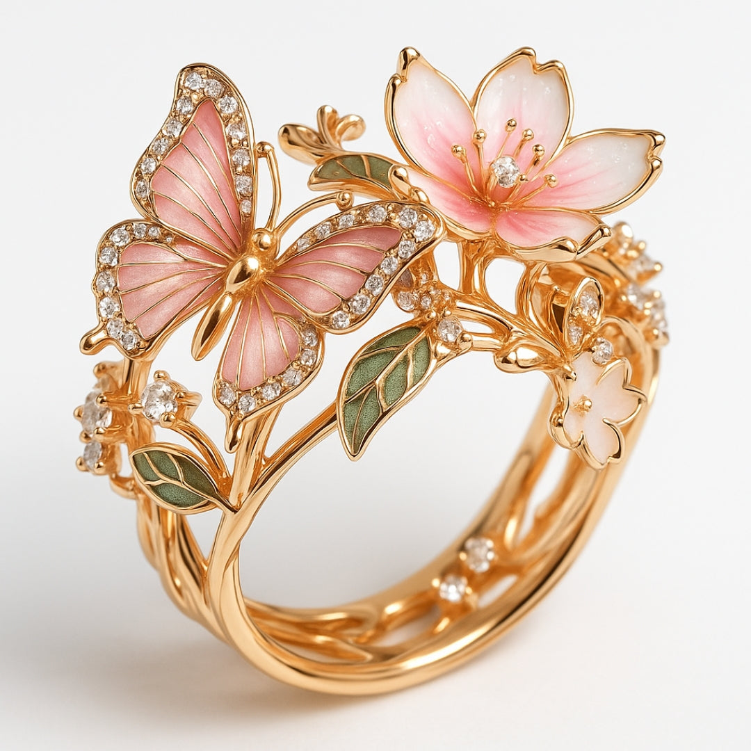 Stunning Natural Butterfly Zirconia Ring