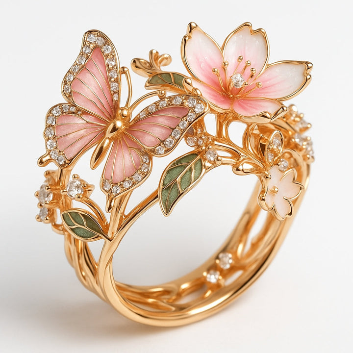 Stunning Natural Butterfly Zirconia Ring