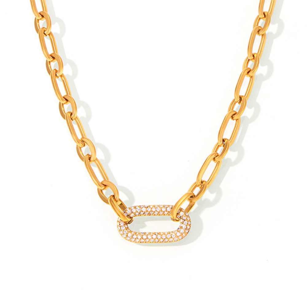 Gold Pavé Link Chain Jewelry Set