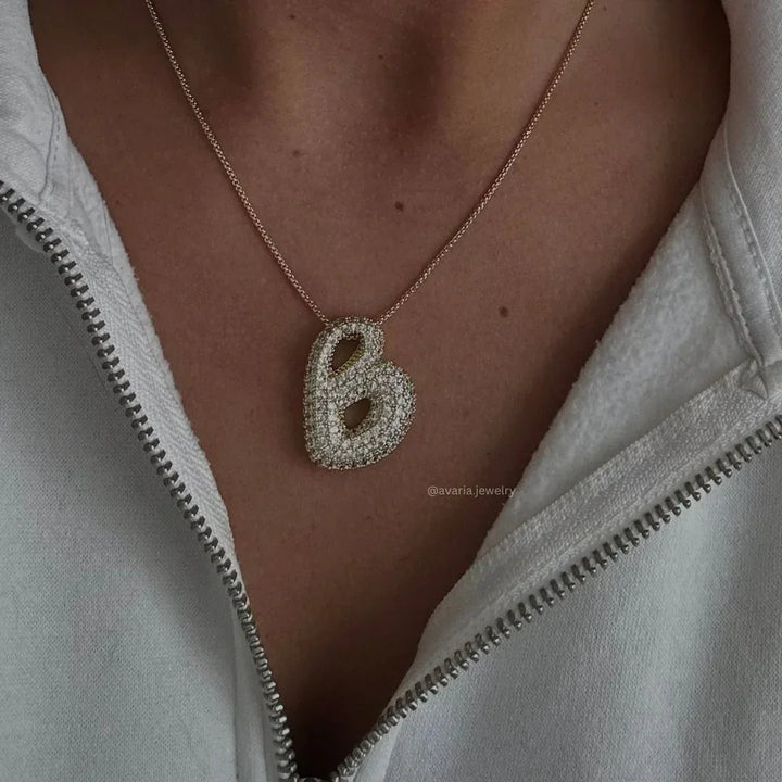 Initial Bubble Diamond Necklace