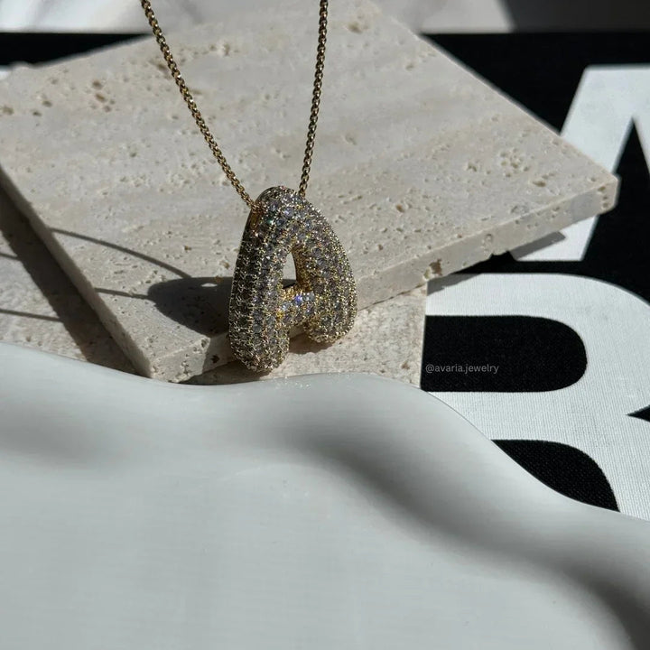 Initial Bubble Diamond Necklace