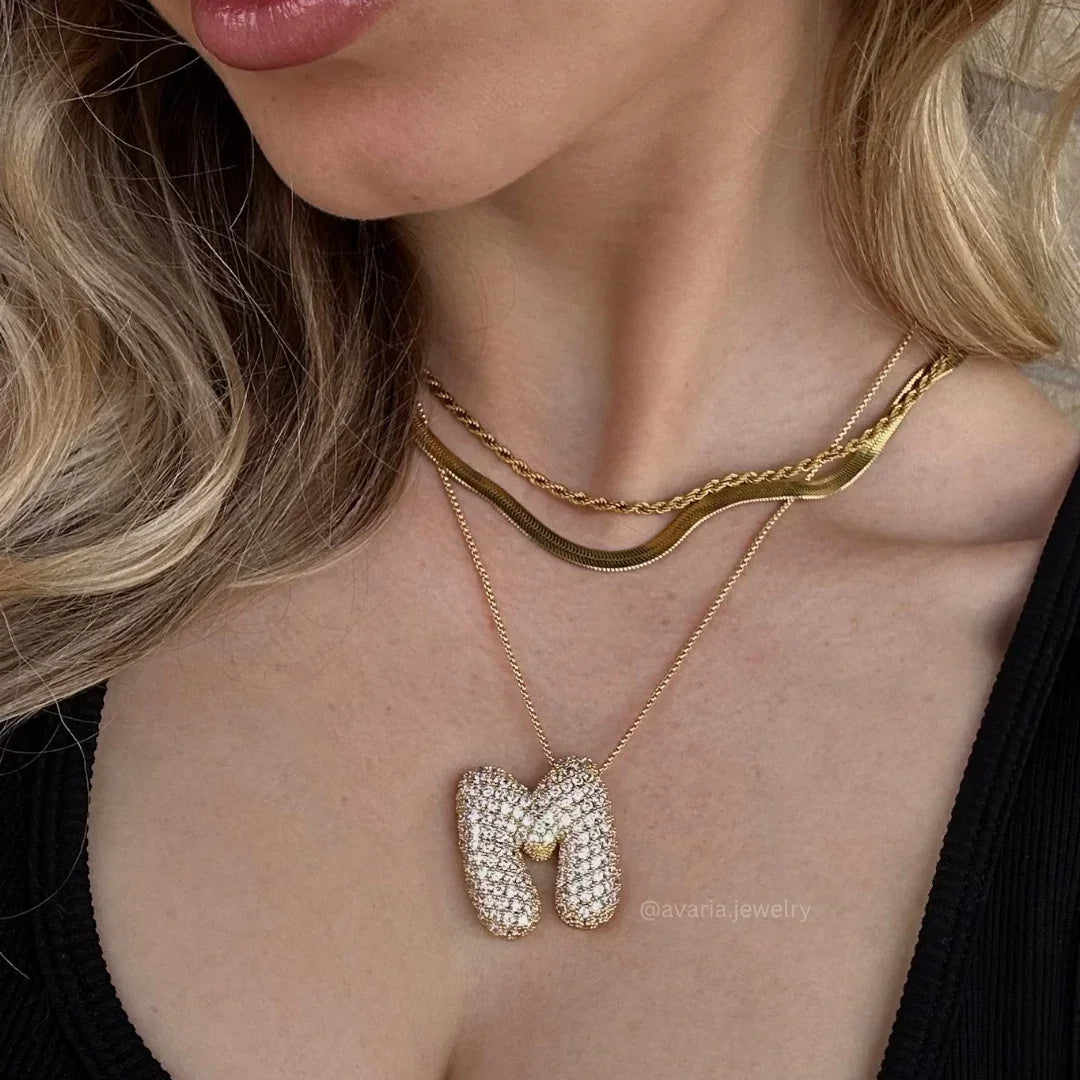 Initial Bubble Diamond Necklace
