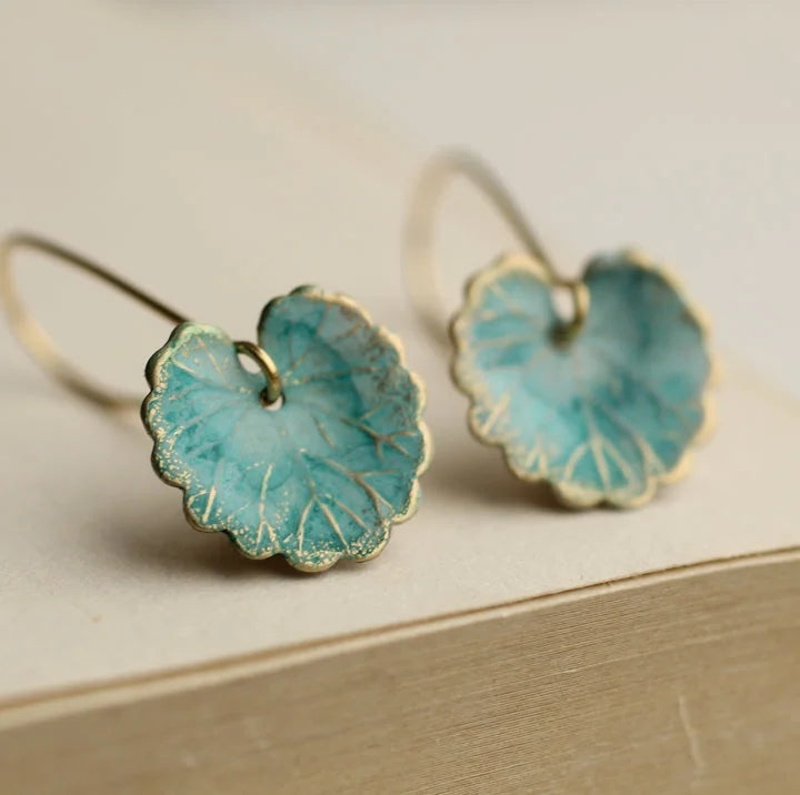 Retro Blue Leaf Earrings