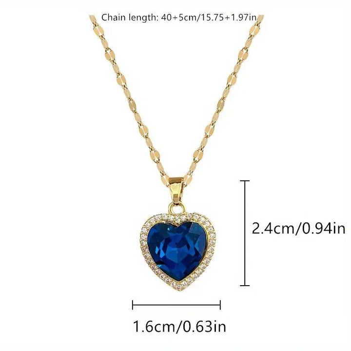 Heart-Shaped Gold Necklace with Sapphire