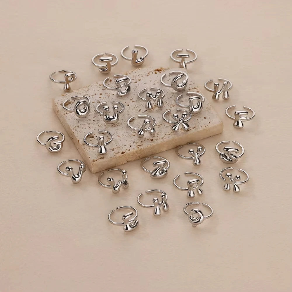 Adjustable Gold Bubble Letter Ring