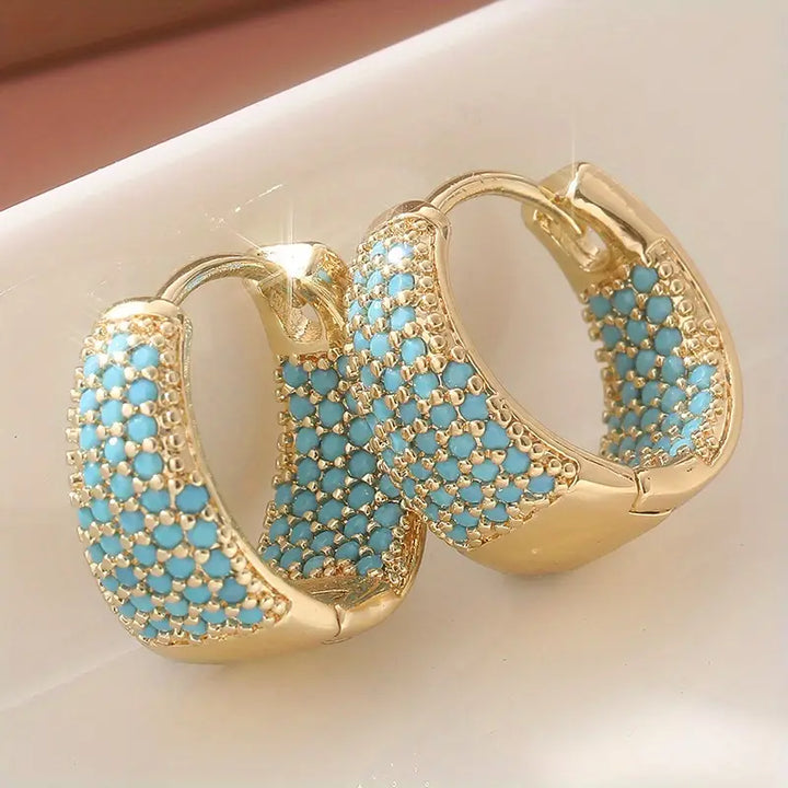 Turquoise Gold Hoop Earrings