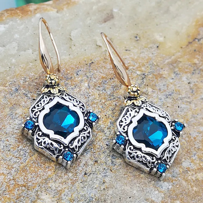 Vintage Blue Crystal Earrings