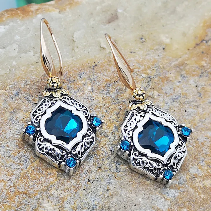 Vintage Blue Crystal Earrings
