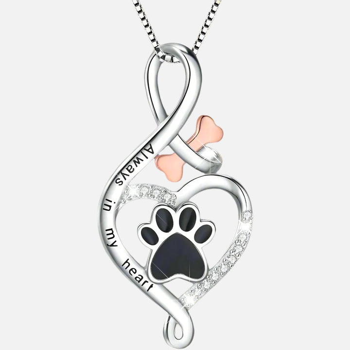 Lucky Paw Collar with Heart, Bone, and Infinity Pendant – 'Always in My Heart'