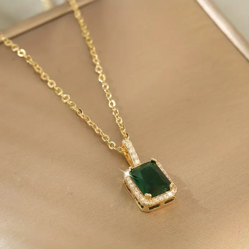 Gold & Celeste Emerald Necklace