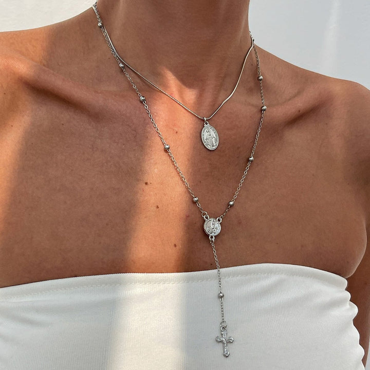Diamond Cross Pendant with Color Accents