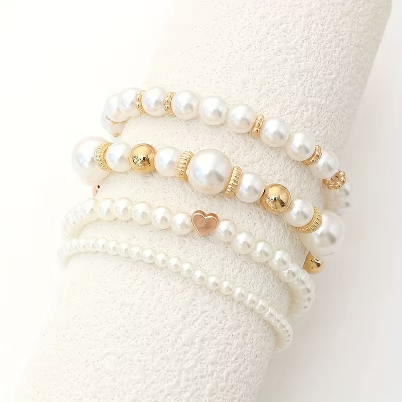 White Pearl Bracelet Set