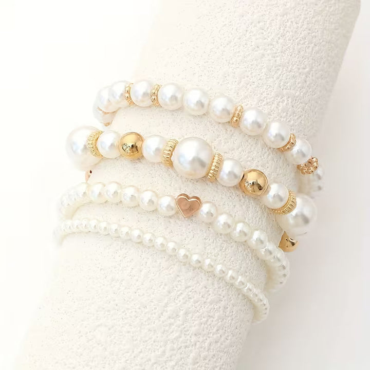 White Pearl Bracelet Set