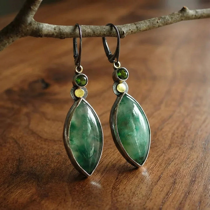 Vintage Green Stone Earrings