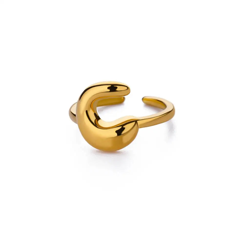 Adjustable Gold Bubble Letter Ring
