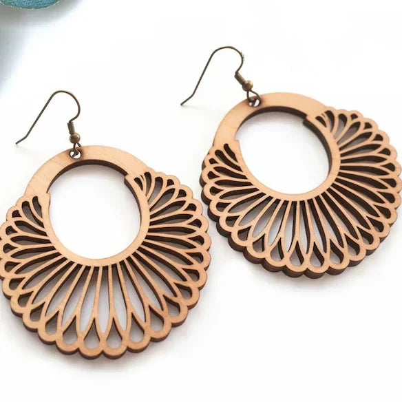 Artisan Wooden Mandala Earrings