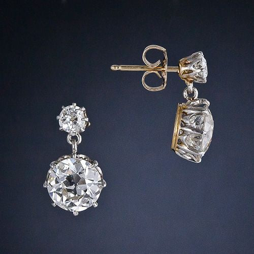 Vintage Gold Round Zirconia Earrings