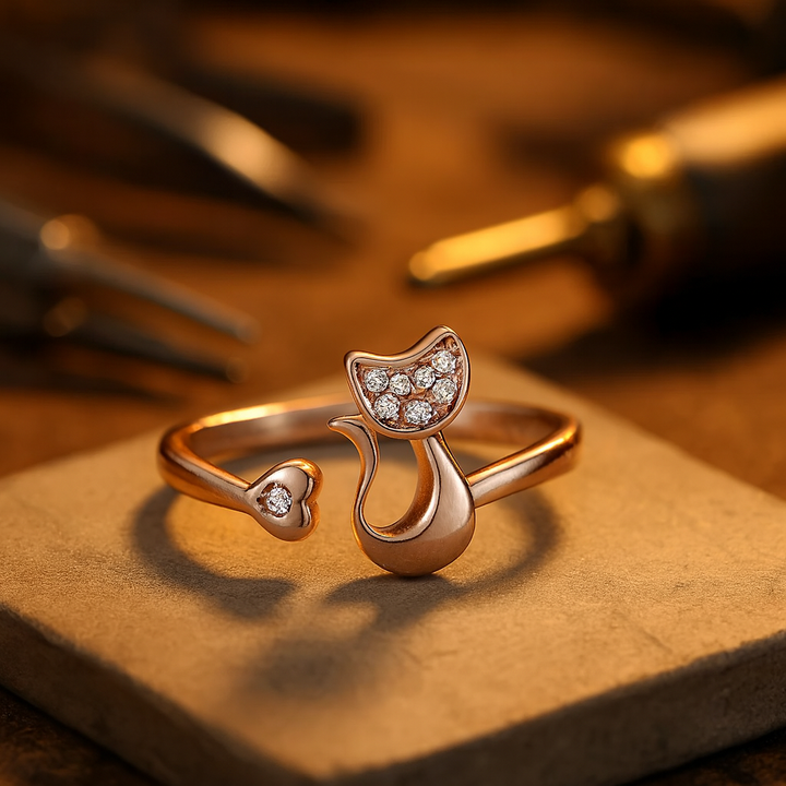 Adjustable Cat Ring with Zirconia Stones