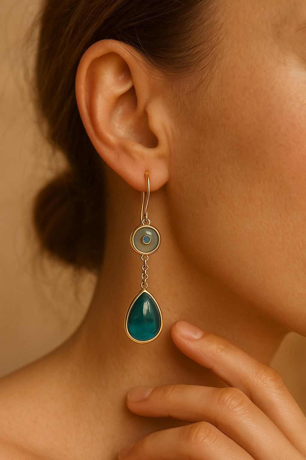 Blue Stone Drop Earrings