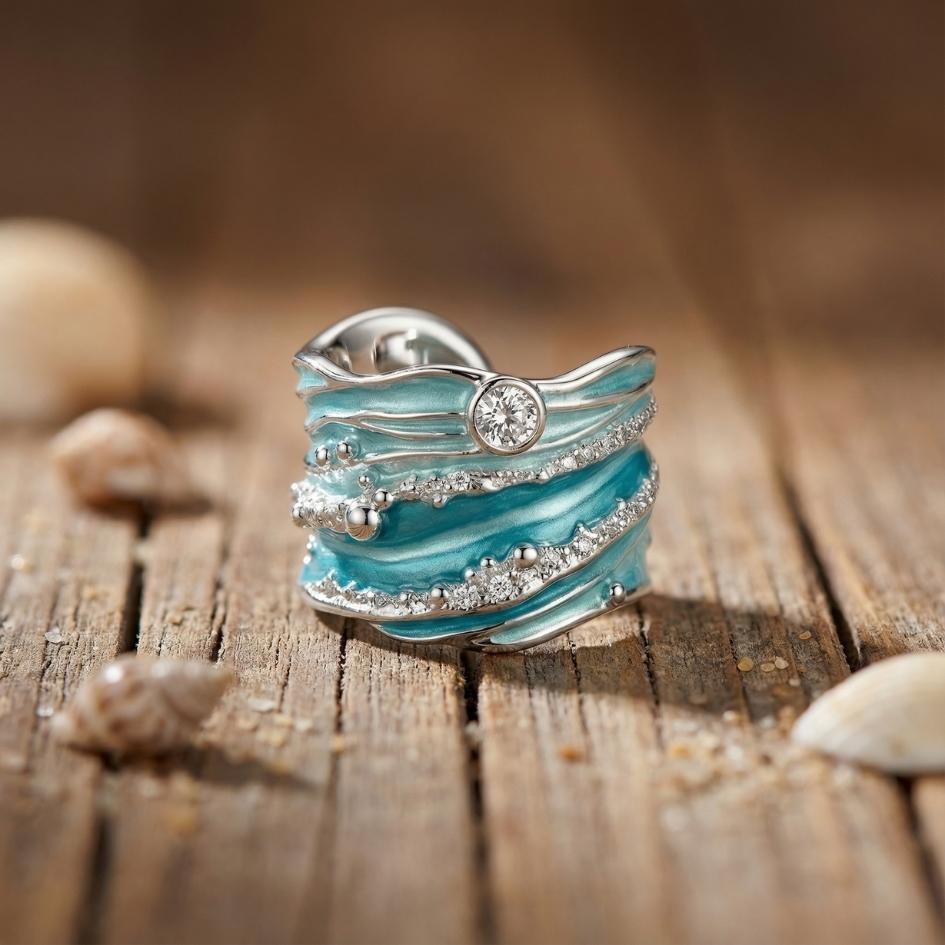 Adjustable Crystal Wave Ring