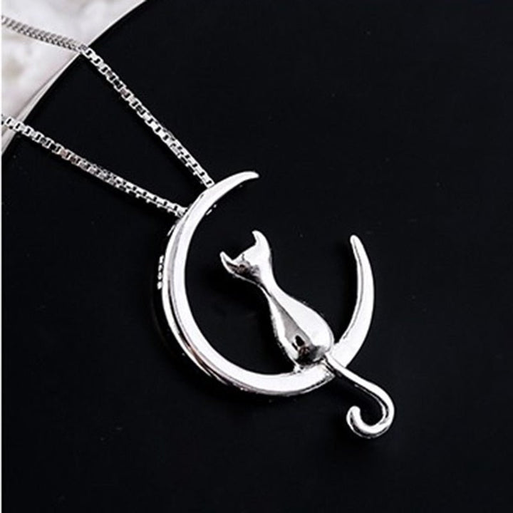 Crescent Moon & Cat Elegant Necklace