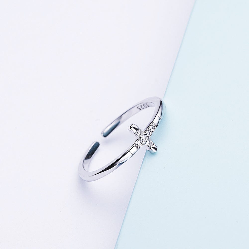 Adjustable Mini Diamond Cross Ring