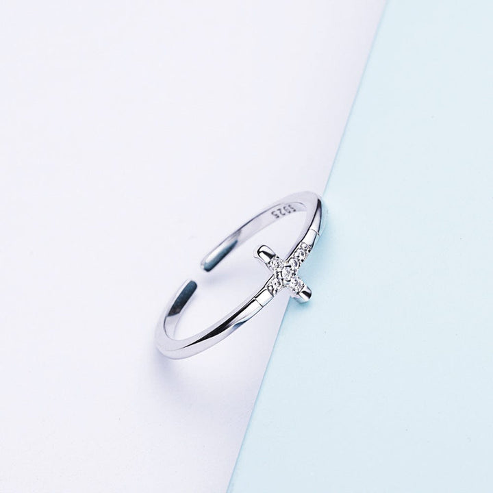 Adjustable Mini Diamond Cross Ring