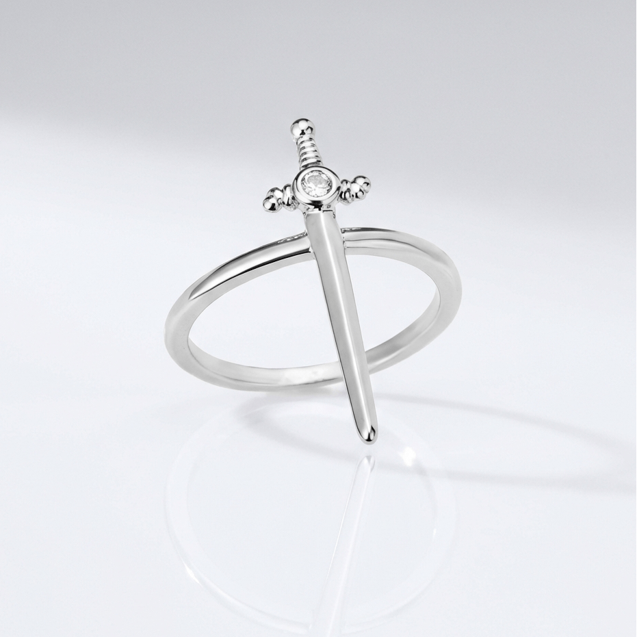 Silver Sword Cross Ring