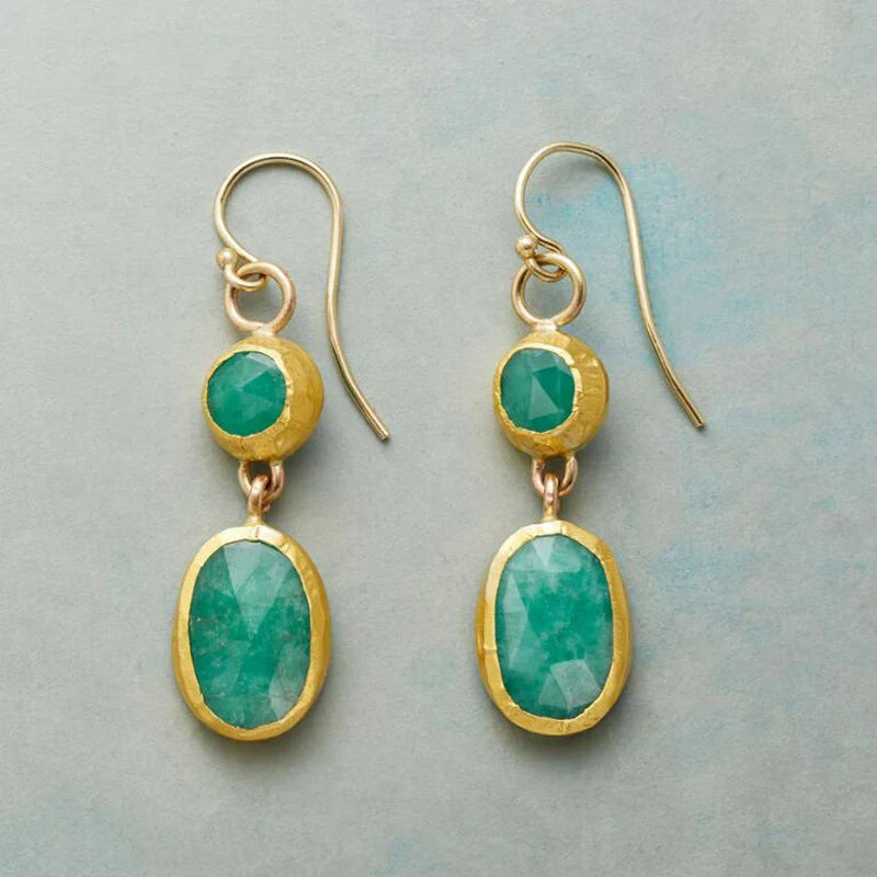 Elegant Gold Earrings with Turquoise Stone