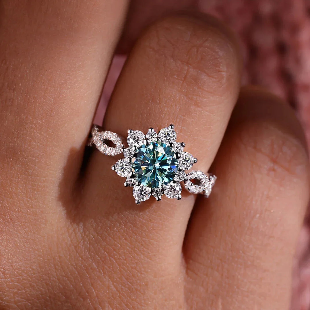 Turquoise Floral Crystal Ring