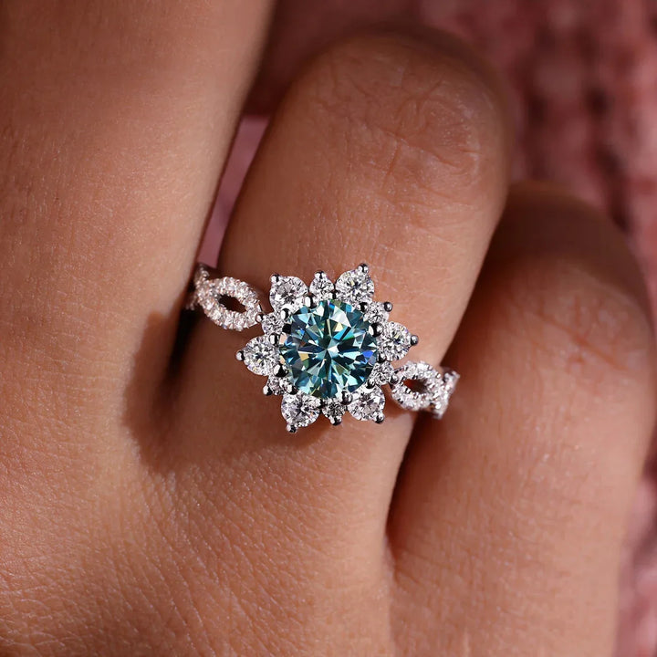 Turquoise Floral Crystal Ring