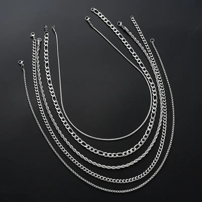Braided Stainless Steel Luxury Stackable Necklace Set