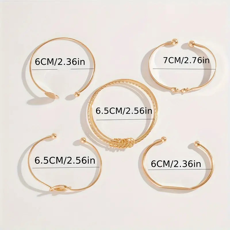 Gold Elegant Knot Bracelet Set