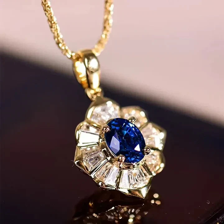 Blue Gold Pendant Necklace