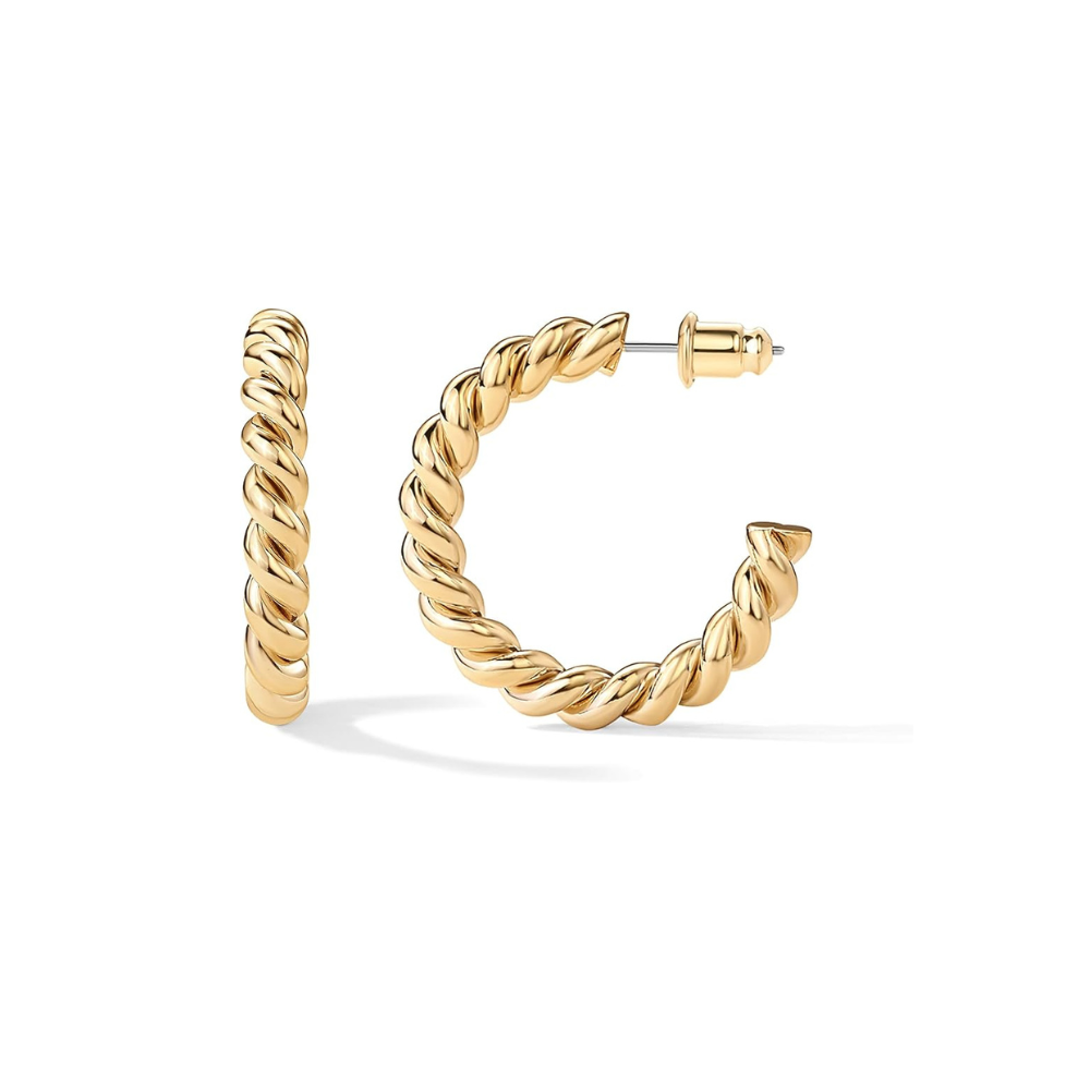 Gold Braided Hoop Earrings
