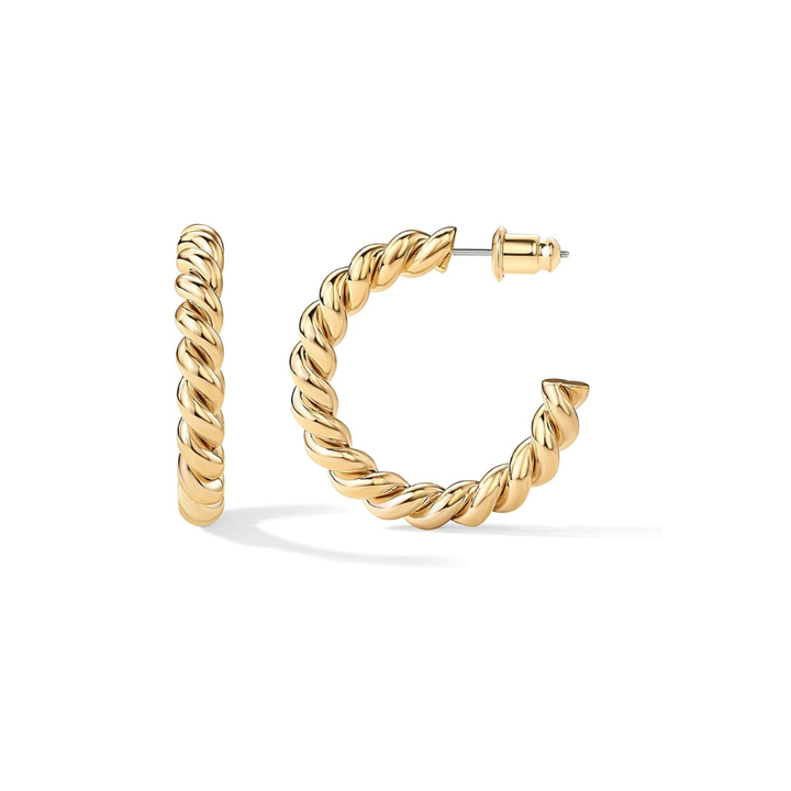 Gold Braided Hoop Earrings