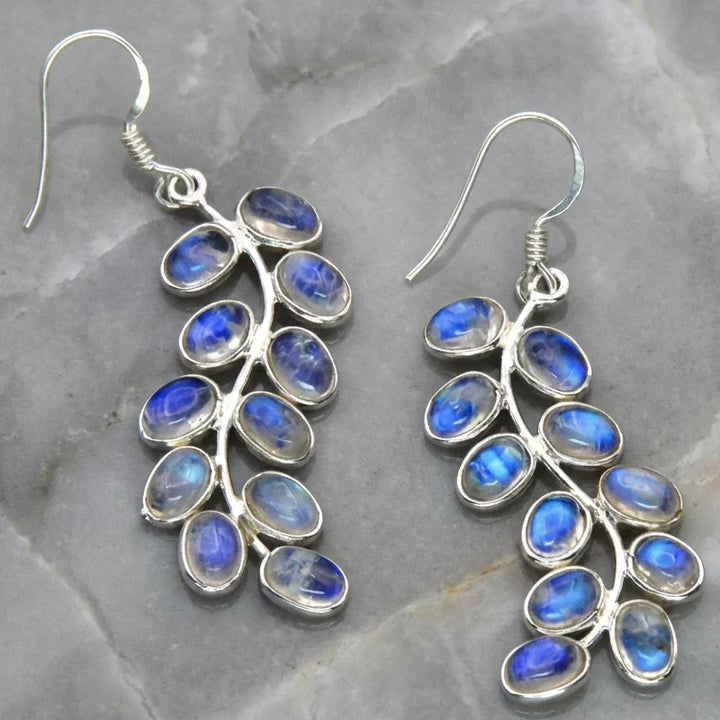 Elegant Moonstone Leaf Earrings