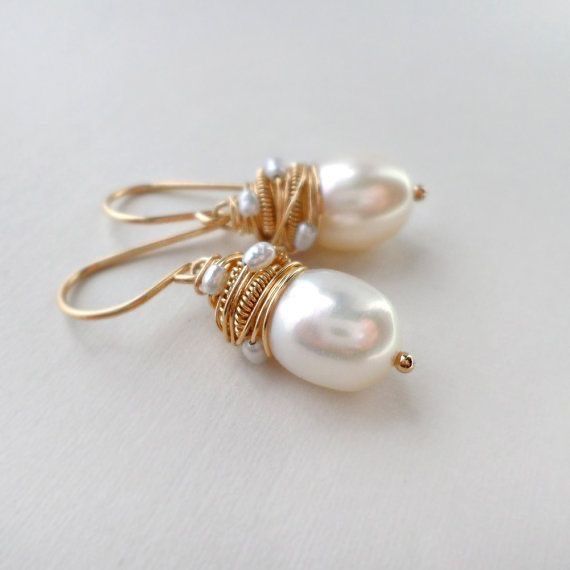 Vintage Pearl Earrings with Gold Accents
