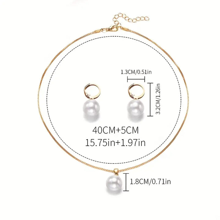 Gold Pearl Jewelry Set