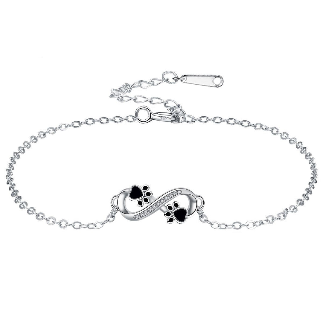 Infinity Paw Print Bracelet with Zirconia Accents