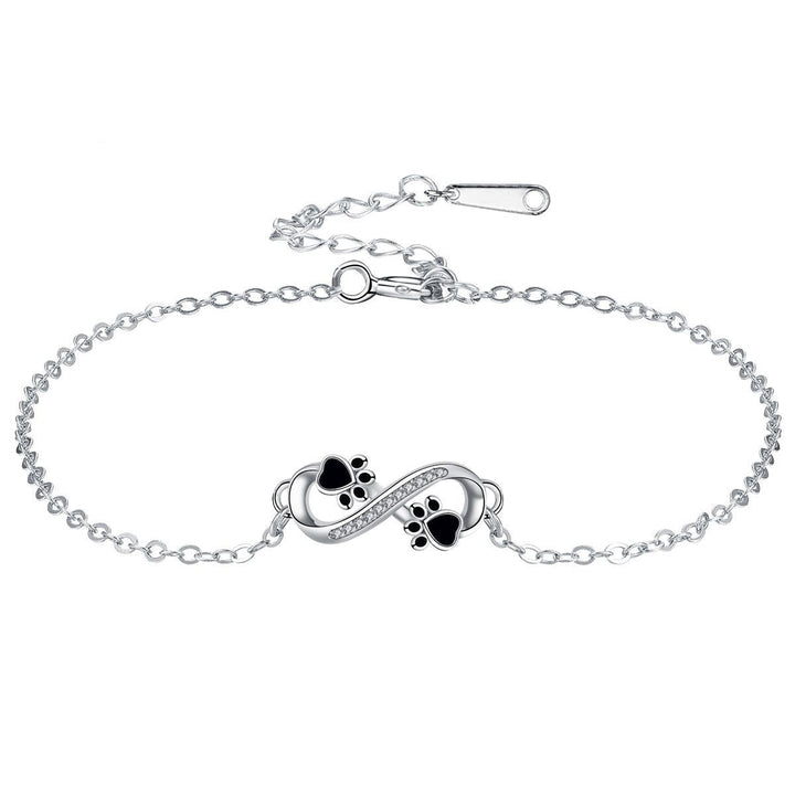 Infinity Paw Print Bracelet with Zirconia Accents