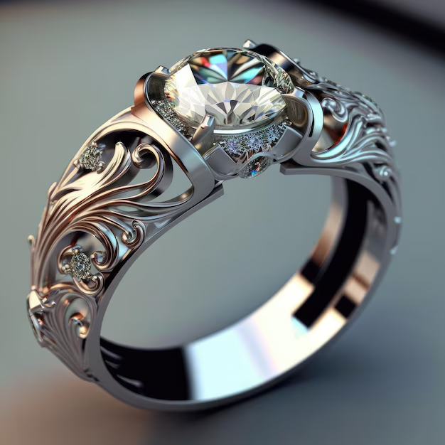Exotic Silver Glass Ring