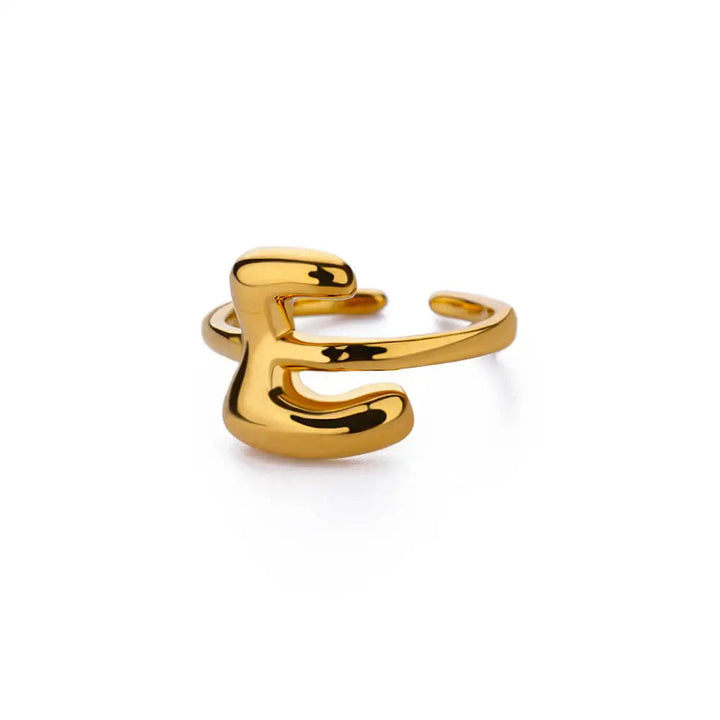 Adjustable Gold Bubble Letter Ring