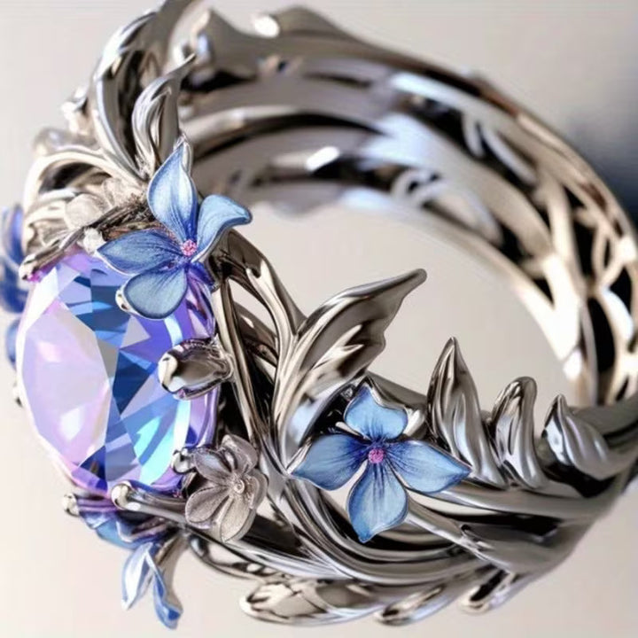 Lavender Flower Heritage Ring